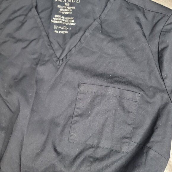 Jaanuu XS Black V-Neck Medical Scrub Top With Pockets nurse veterinarian doctor - Picture 3 of 5